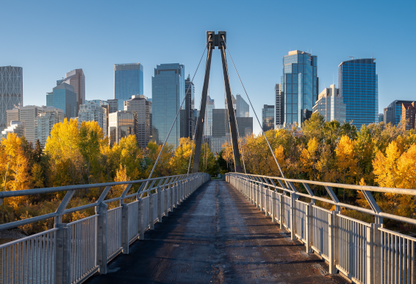 calgary skyline seen from a bridge