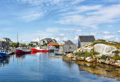 harbour in halifax with colorful boats moored