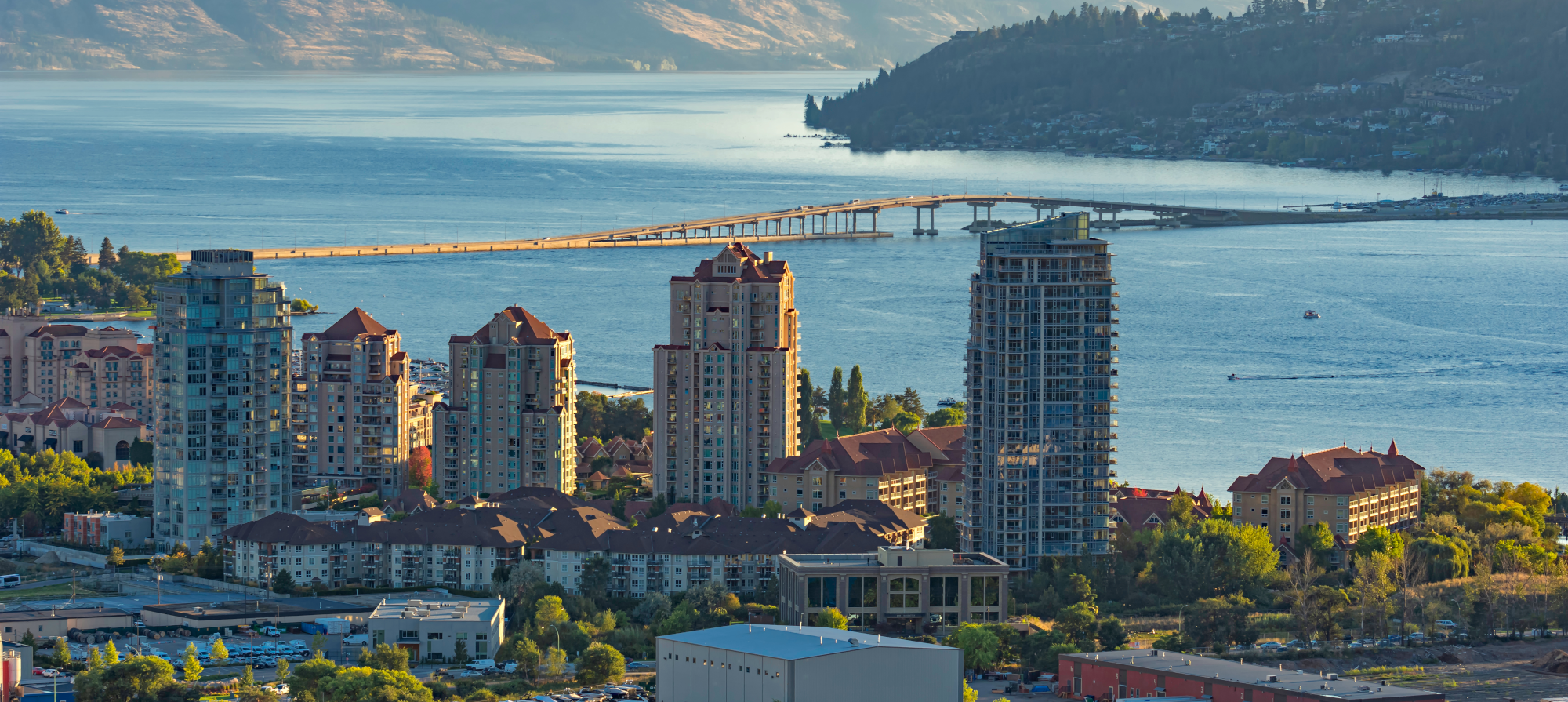 Kelowna skyline and okanagan lake